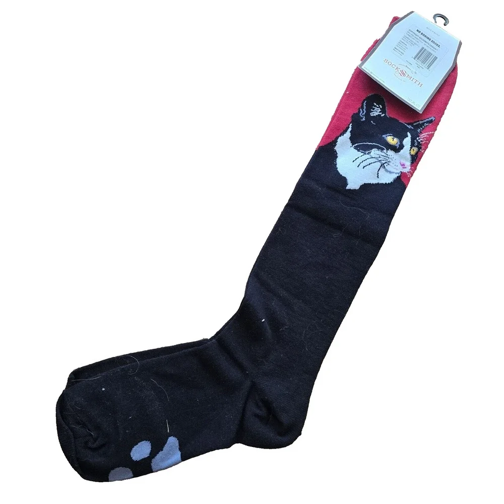 Socksmith Graphic Women's Crew Socks CAT Black Cat Animal Novelty Footwear